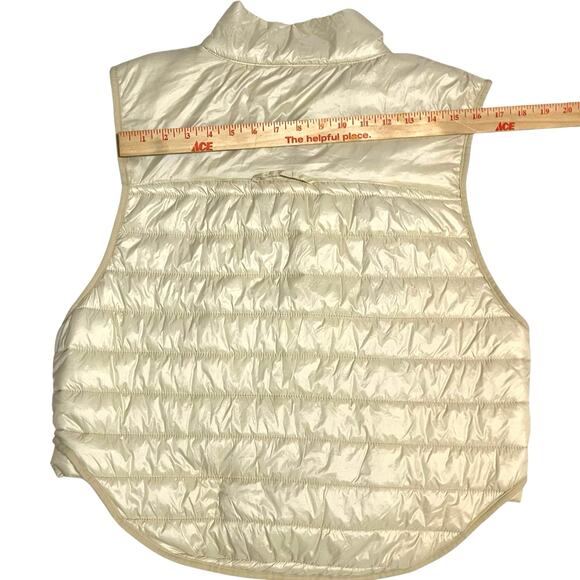 Joy Lab Shimmer Ivory Cream Off White Sleeveless Puff Zipper Vest Size Large - Picture 13 of 16